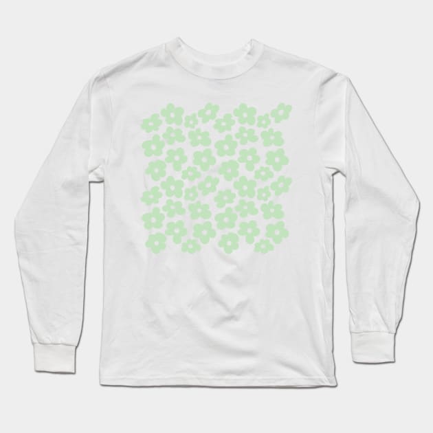 Aesthetic Light Green Flowers Retro Daisy Long Sleeve T-Shirt by YourGoods